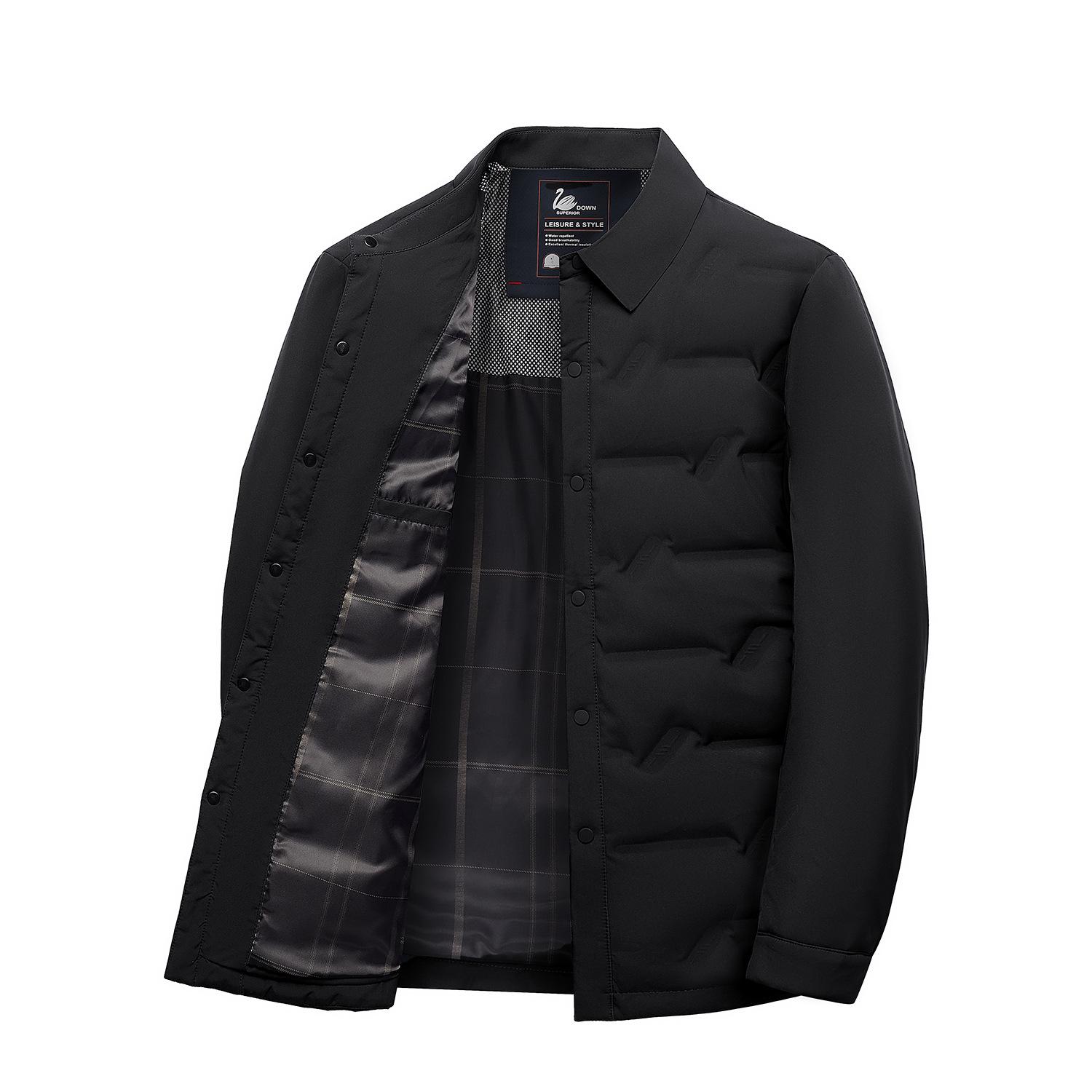Men s Lightweight Winter Down Jacket - Slim Fit, Casual Lapel, Snap Button Closure, Solid Color Warm Coat 3XL (for 75-85 kg) чорний
Men s Lightweight Winter Down Jacket - Slim Fit, Casual Lapel, Snap Button Closure, Solid Color Warm Coat 3XL (for 75-85 kg) чорний