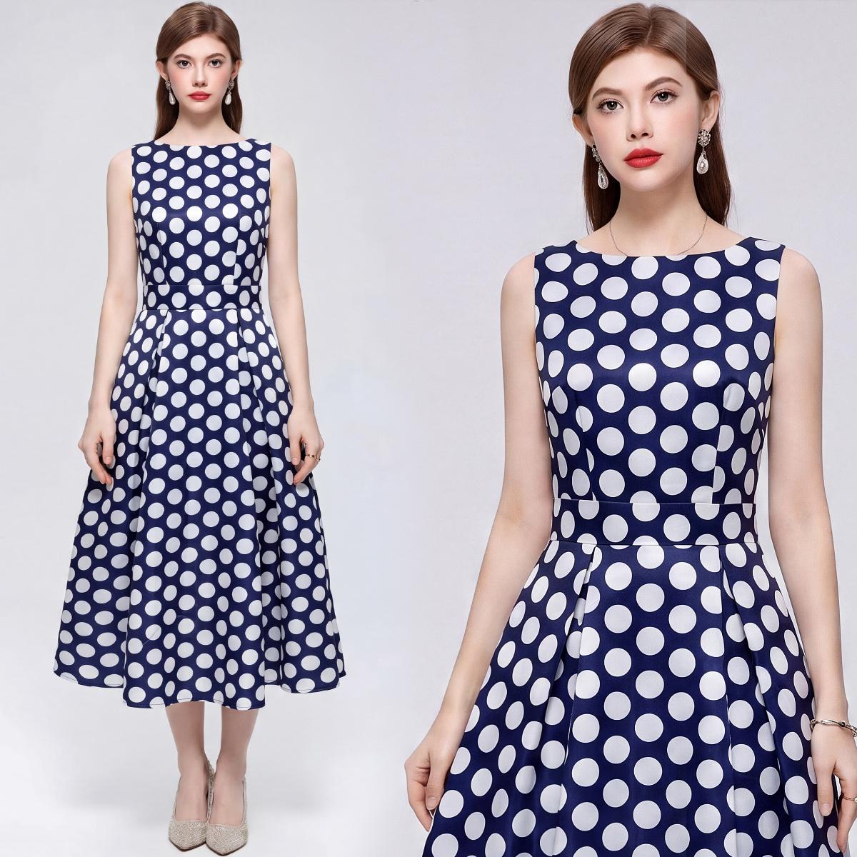 Elegant Hit Color Polka Dot Printing Ball Gown Dresses for Women Summer Round Neck Sleeveless High Waist Pleated Midi Dresses XXL
Elegant Hit Color Polka Dot Printing Ball Gown Dresses for Women Summer Round Neck Sleeveless High Waist Pleated Midi Dresses XXL