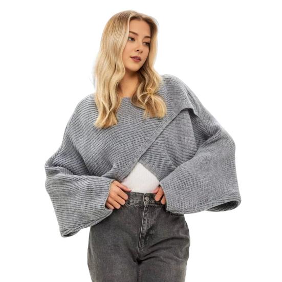 Женский свитер с круглым вырезом, летучая мышь, длинный рукав, однотонный, свободный крой, трикотажные топы, открытые
Женский свитер с круглым вырезом, летучая мышь, длинный рукав, однотонный, свободный крой, трикотажные топы, открытые