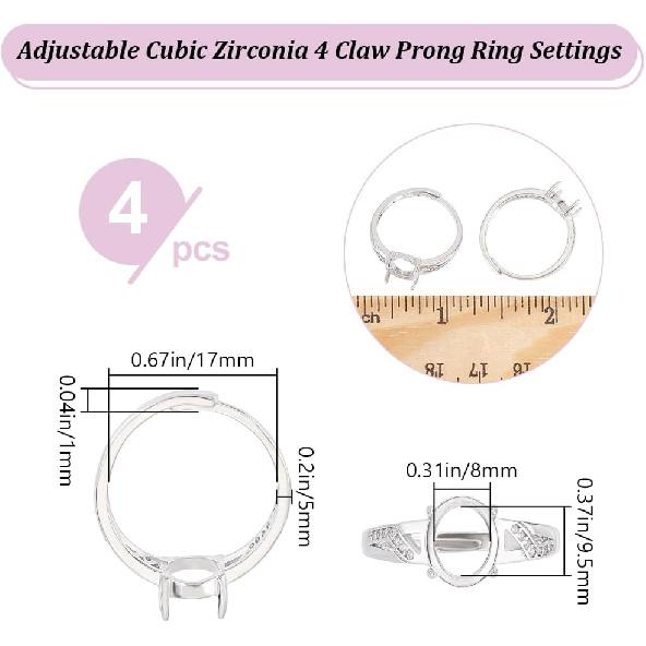Beebeecraft 1 Box 4Pcs Prong Ring Settings Adjustable 4 Claw Ring Blanks Finger 9.5x8mm Tray Ring Components for Jewellery Making Kit Findings DIY
Beebeecraft 1 Box 4Pcs Prong Ring Settings Adjustable 4 Claw Ring Blanks Finger 9.5x8mm Tray Ring Components for Jewellery Making Kit Findings DIY