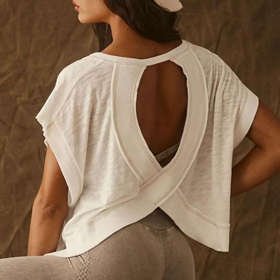 Yousheng Women Running T-shirt Round Neck Short Sleeve Backless Sports Top Loose Fit Solid Color Casual Gym Tops S сірий
Yousheng Women Running T-shirt Round Neck Short Sleeve Backless Sports Top Loose Fit Solid Color Casual Gym Tops S сірий