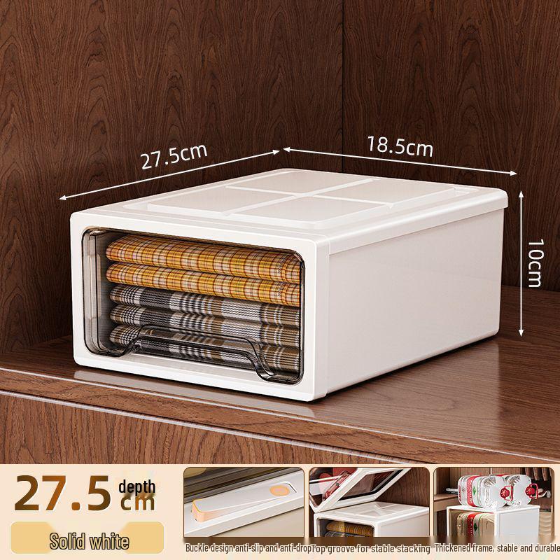 Drawer-Type Wardrobe Organizer: Dustproof Plastic Storage Box for Clothes and Underwear
Drawer-Type Wardrobe Organizer: Dustproof Plastic Storage Box for Clothes and Underwear