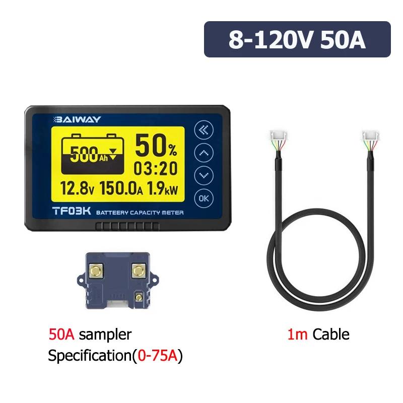 TF03K Coulometer 8-120V 50/100/350/500A Battery Capacity Indicator Voltage Current Display Lithium Lead Acid Battery Detector
TF03K Coulometer 8-120V 50/100/350/500A Battery Capacity Indicator Voltage Current Display Lithium Lead Acid Battery Detector
