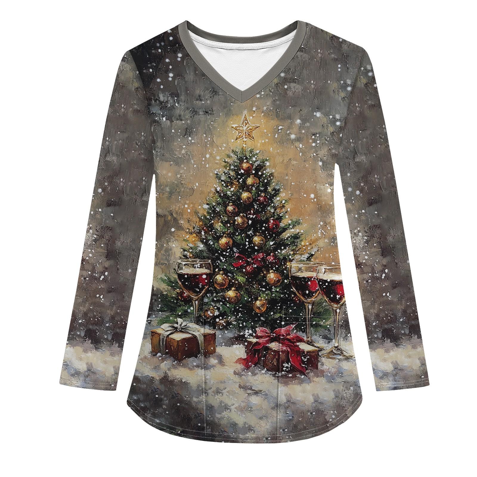 Женская модная рабочая одежда с V-образным вырезом, длинным рукавом и карманом, рождественский принт, футболка, топ S
Женская модная рабочая одежда с V-образным вырезом, длинным рукавом и карманом, рождественский принт, футболка, топ S