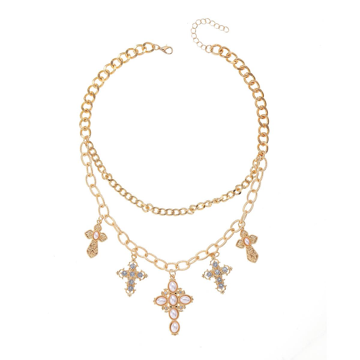 Punk imitation pearl necklace wholesale European and American multi-layer cross pendant light luxury high sense stacked collarbone chain
Punk imitation pearl necklace wholesale European and American multi-layer cross pendant light luxury high sense stacked collarbone chain