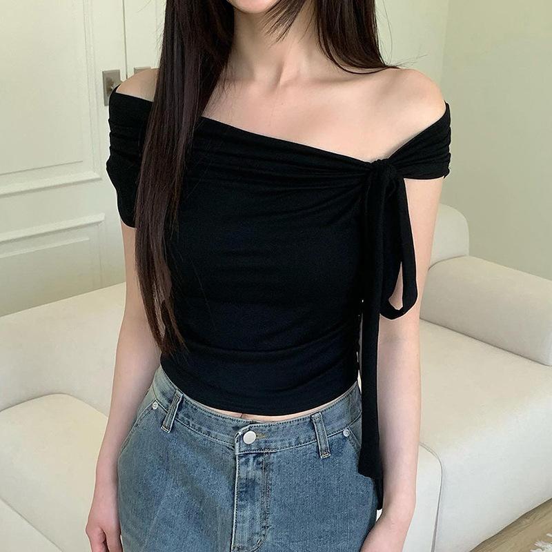 One-word Shoulder Solid Color Short Top Temperament Pleated Waist Thin Versatile Short Sleeves L сірий колір
One-word Shoulder Solid Color Short Top Temperament Pleated Waist Thin Versatile Short Sleeves L сірий колір