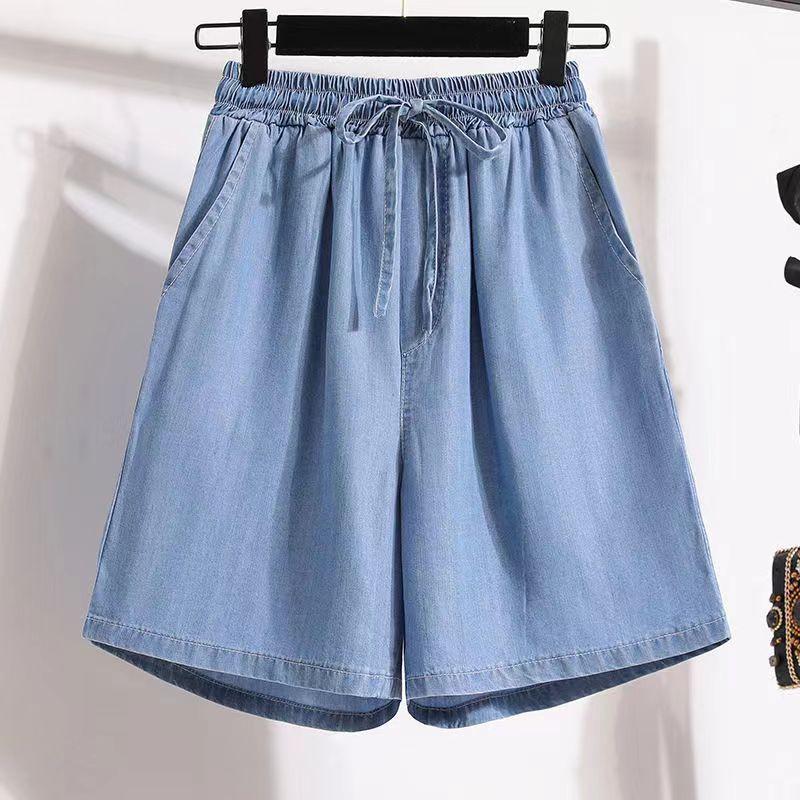 Women s Tencel Denim High-Waist A-Line Shorts: Summer Lightweight Ice Silk, Plus Size, Distressed, Loose Wide-Leg, Casual Five-Point Length. XL
Women s Tencel Denim High-Waist A-Line Shorts: Summer Lightweight Ice Silk, Plus Size, Distressed, Loose Wide-Leg, Casual Five-Point Length. XL