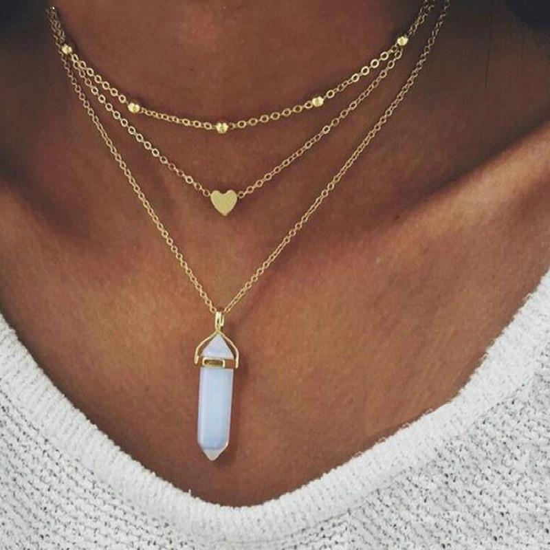 Elegant Stone Pendant Necklace Bohemian Multilayer Color Copper Beads Heart Chain Neckl opal
Elegant Stone Pendant Necklace Bohemian Multilayer Color Copper Beads Heart Chain Neckl opal