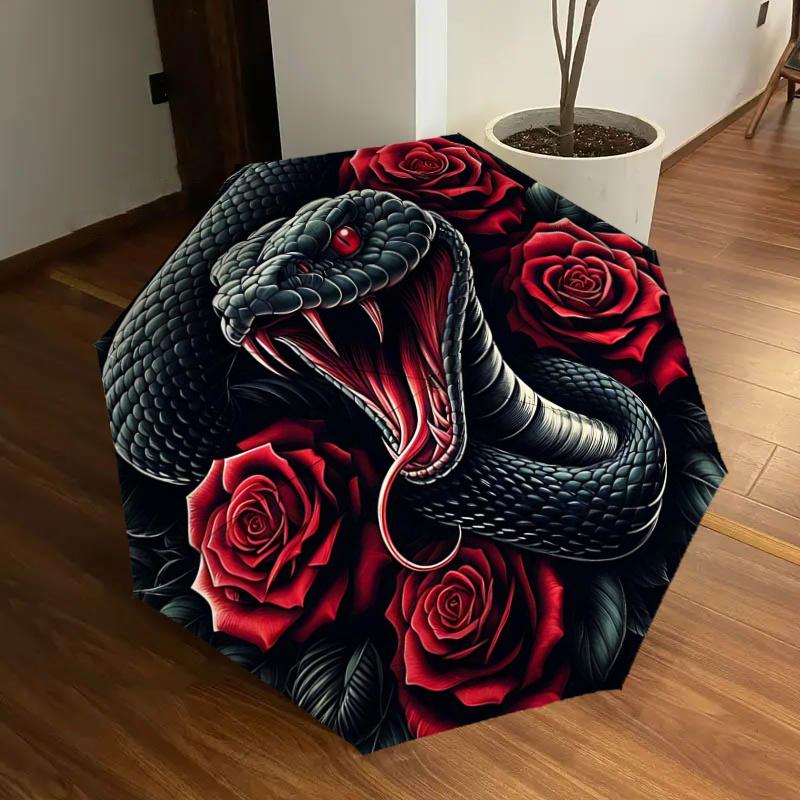 Black Snake & Red Roses: Automatic Opening/Closing Umbrella with Foldable Design, Iron Frame, Outdoor Use, Perfect Gift for Fans, Travelers,
Black Snake & Red Roses: Automatic Opening/Closing Umbrella with Foldable Design, Iron Frame, Outdoor Use, Perfect Gift for Fans, Travelers,