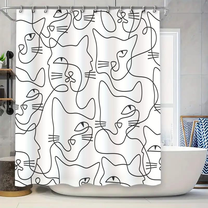 Black Line Cat Shower Curtain Waterproof Bathroom Decoration Modern Print 180X243Cm W60H190(CM)-1 Pcs
Black Line Cat Shower Curtain Waterproof Bathroom Decoration Modern Print 180X243Cm W60H190(CM)-1 Pcs