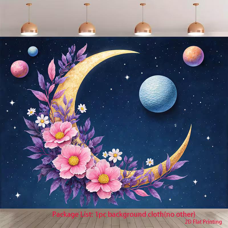 2D Whimsical Moon and Floral Banner for Baby Shower and Events 47.2x31.5inch/120*80cm
2D Whimsical Moon and Floral Banner for Baby Shower and Events 47.2x31.5inch/120*80cm