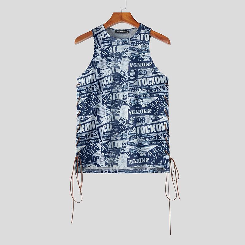 INCERUN Summer Men Sleeveless Letter Print Side Bandage Casual Fitted Tank Tops S темно-синий
INCERUN Summer Men Sleeveless Letter Print Side Bandage Casual Fitted Tank Tops S темно-синий
