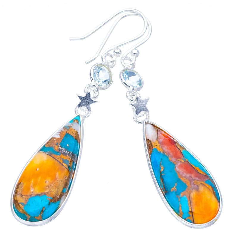 StarGems® Natural Copper Chalcedony Blue Topaz Star Handmade 925 Sterling Silver Earrings 2.25 F5541
StarGems® Natural Copper Chalcedony Blue Topaz Star Handmade 925 Sterling Silver Earrings 2.25 F5541