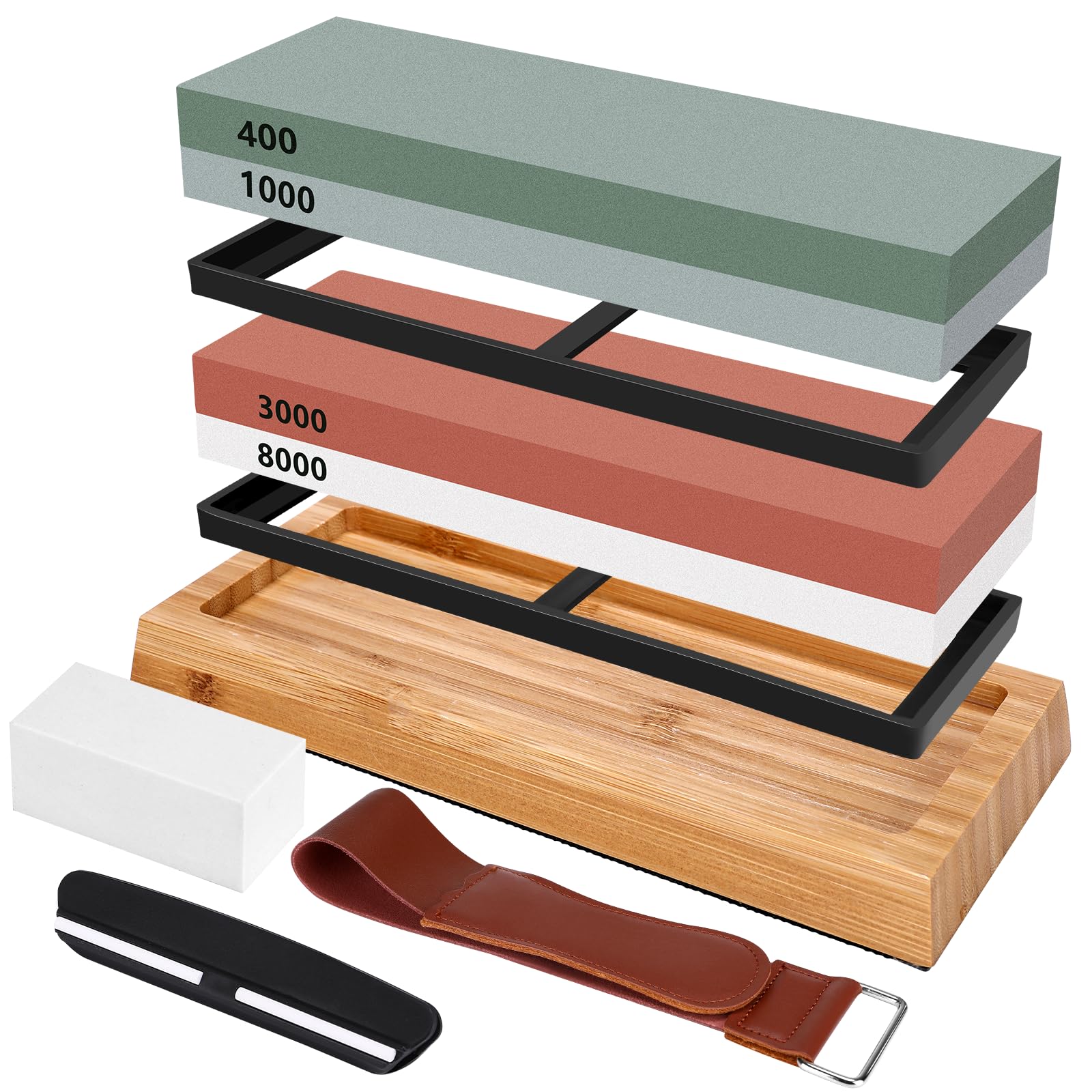 JUSTINLAU 400/1000 3000/8000 Mesh Professional Knife Sharpening Stone Kit Non-slip Bamboo Base Double-side Knife Whetstone Tools
JUSTINLAU 400/1000 3000/8000 Mesh Professional Knife Sharpening Stone Kit Non-slip Bamboo Base Double-side Knife Whetstone Tools