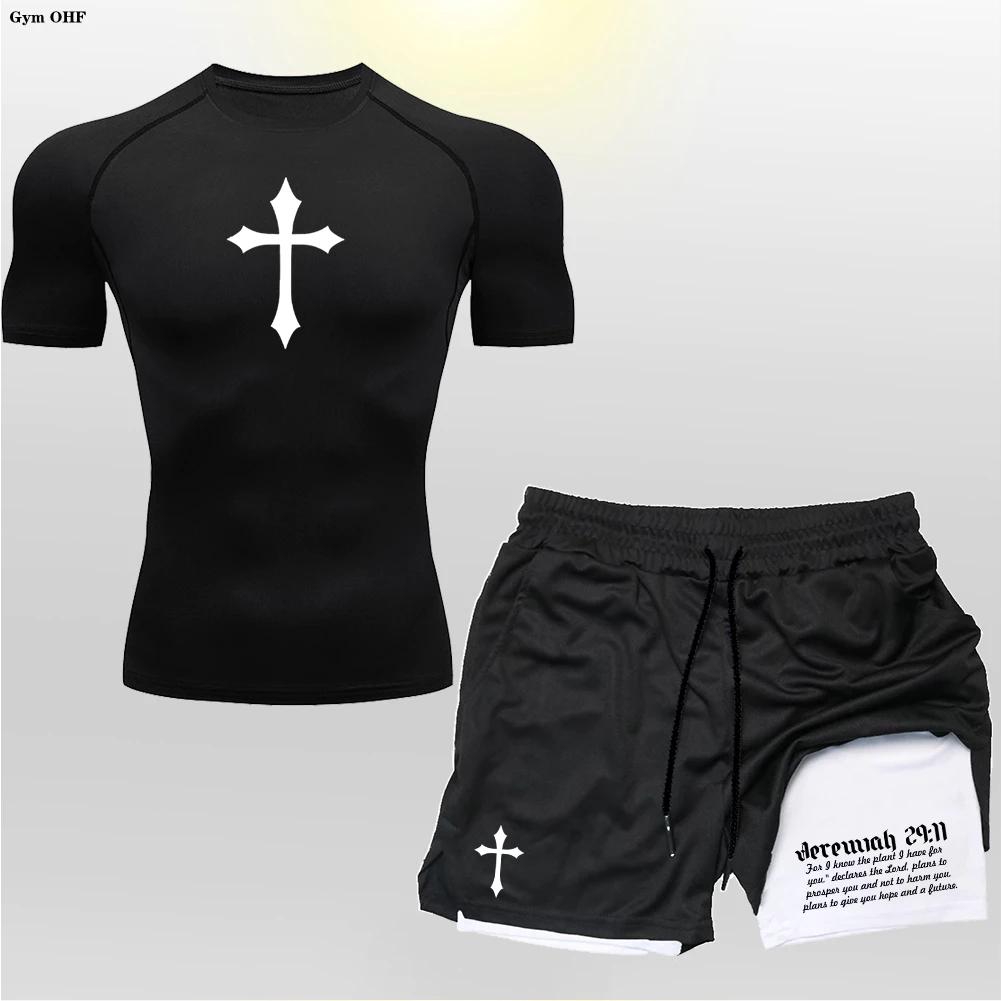 Cross Bible T-Shirt Shorts Double-Layer Pants Boxing Muay Thai Kickboxing Set 3D Print Gym Sport Workout Fitness Men Elastic Waist Short Sleeve L
Cross Bible T-Shirt Shorts Double-Layer Pants Boxing Muay Thai Kickboxing Set 3D Print Gym Sport Workout Fitness Men Elastic Waist Short Sleeve L