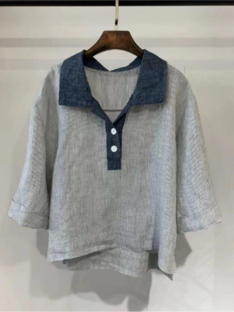 Johnature Женская летняя повседневная футболка с отложным воротником и семью рукавами в стиле пэчворк на пуговицах One Size серый
Johnature Женская летняя повседневная футболка с отложным воротником и семью рукавами в стиле пэчворк на пуговицах One Size серый