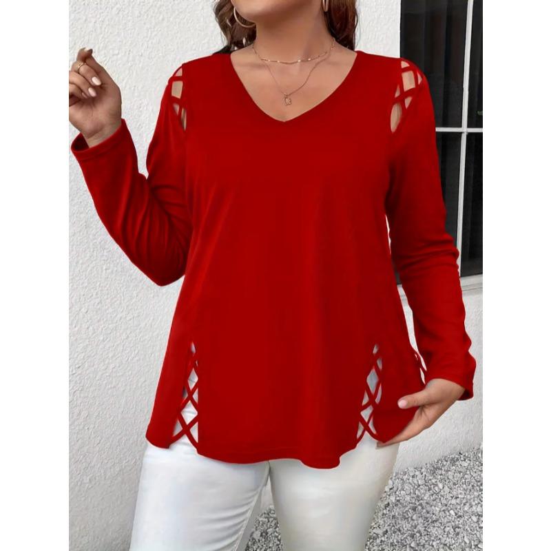 Sexy V-neck Cross Hollow Out Long Sleeved T-shirt Women Loose Spring Summer Shirts Large Size Casual Solid Color Simple Office Tops Basic Clothing 1XL красный
Sexy V-neck Cross Hollow Out Long Sleeved T-shirt Women Loose Spring Summer Shirts Large Size Casual Solid Color Simple Office Tops Basic Clothing 1XL красный