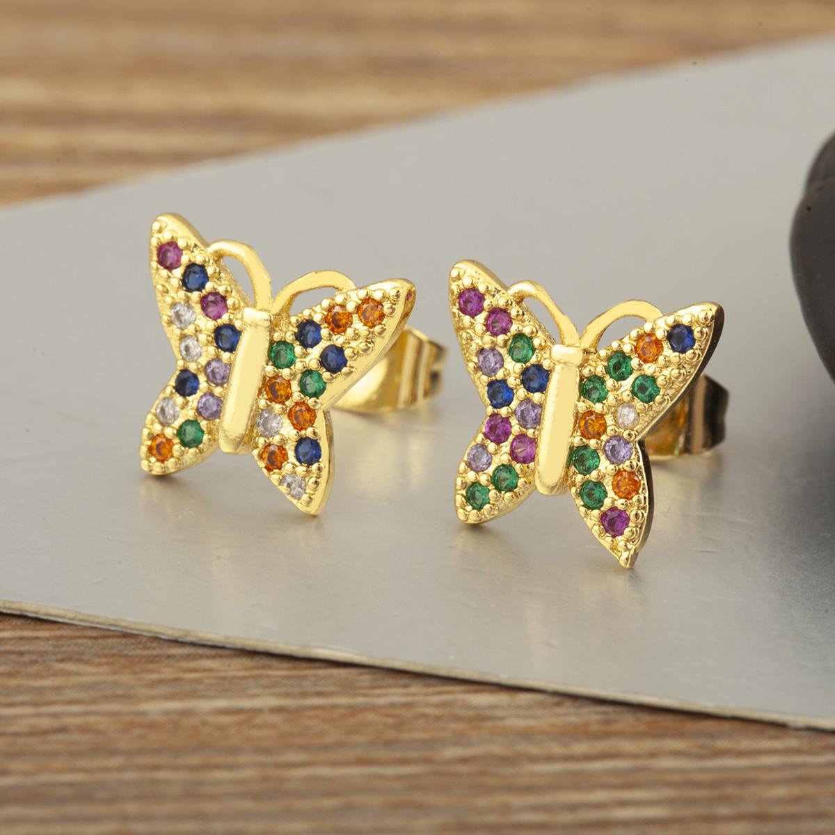 Nidin Hot Sale Rainbow Butterfly Shape Stud Earrings For Women Female Copper Inlaid Colorful Zircon Fashion Cute Ear Jewelry
Nidin Hot Sale Rainbow Butterfly Shape Stud Earrings For Women Female Copper Inlaid Colorful Zircon Fashion Cute Ear Jewelry