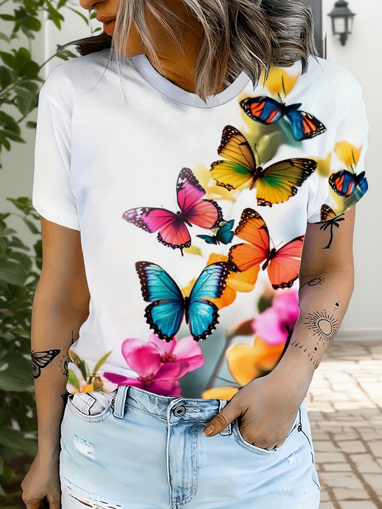 Women s Summer Butterfly Print T-Shirt - Full-Body Multi-Color Floral ; Butterfly Blouse-Compatible for - Top (Machine Washable) Breathable Round Nec XL дубильная кора
Women s Summer Butterfly Print T-Shirt - Full-Body Multi-Color Floral ; Butterfly Blouse-Compatible for - Top (Machine Washable) Breathable Round Nec XL дубильная кора