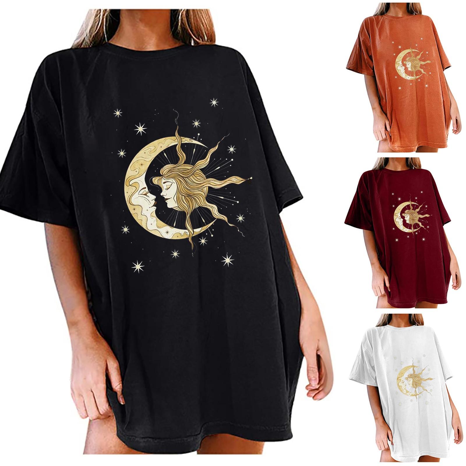 Женские повседневные модные свободные топы с короткими рукавами с круглым вырезом и принтом звезды и луны
Женские повседневные модные свободные топы с короткими рукавами с круглым вырезом и принтом звезды и луны