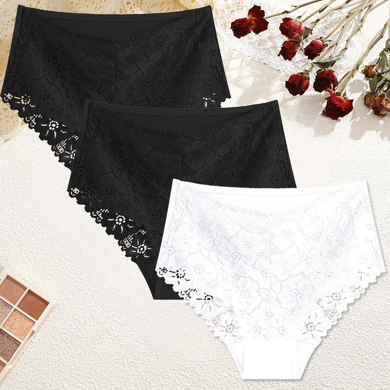 FINETOO 3Pcs Women Mid-Rise Lace Panties Sexy Solid Color Lace Trim Underwear Female Luxury Hollow Out Briefs Cozy Breathable Lingerie XXL
FINETOO 3Pcs Women Mid-Rise Lace Panties Sexy Solid Color Lace Trim Underwear Female Luxury Hollow Out Briefs Cozy Breathable Lingerie XXL