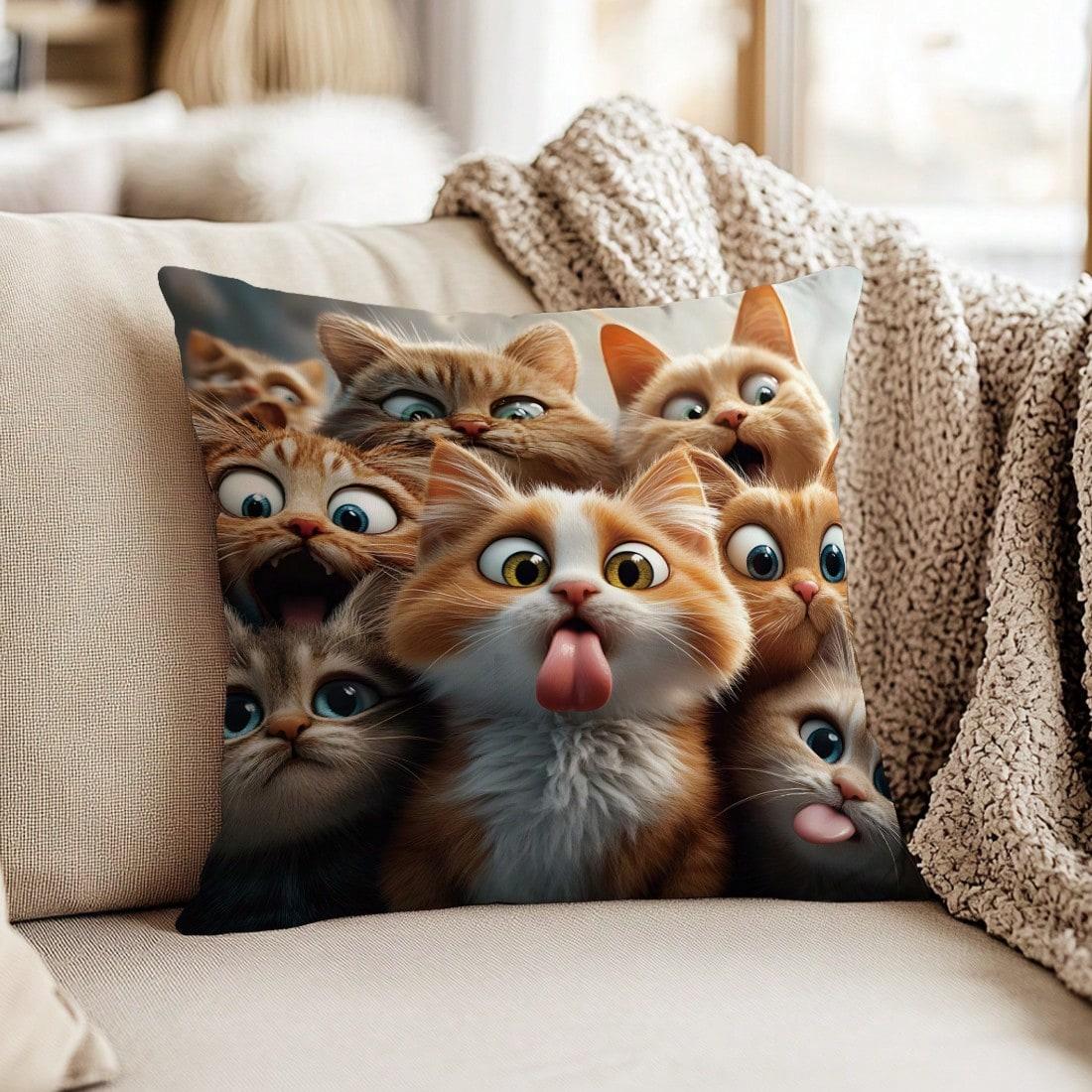 Funny Cat Pillowcase Cartoon Kitten Cushion Cover Cute Animal Decor Quirky Home Accent Pet Lover Gift 40cmx40cm
Funny Cat Pillowcase Cartoon Kitten Cushion Cover Cute Animal Decor Quirky Home Accent Pet Lover Gift 40cmx40cm