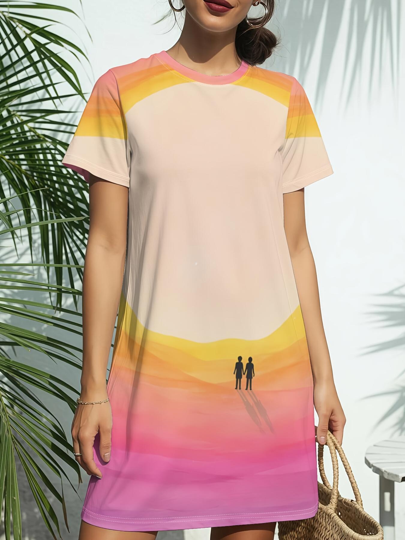 Sun Bright Summer Print New Women S Round Neck Short Sleeve T-Shirt Dress. American Style Trendy Digital Printing. Casual And Versatile for Spring And 3XL
Sun Bright Summer Print New Women S Round Neck Short Sleeve T-Shirt Dress. American Style Trendy Digital Printing. Casual And Versatile for Spring And 3XL
