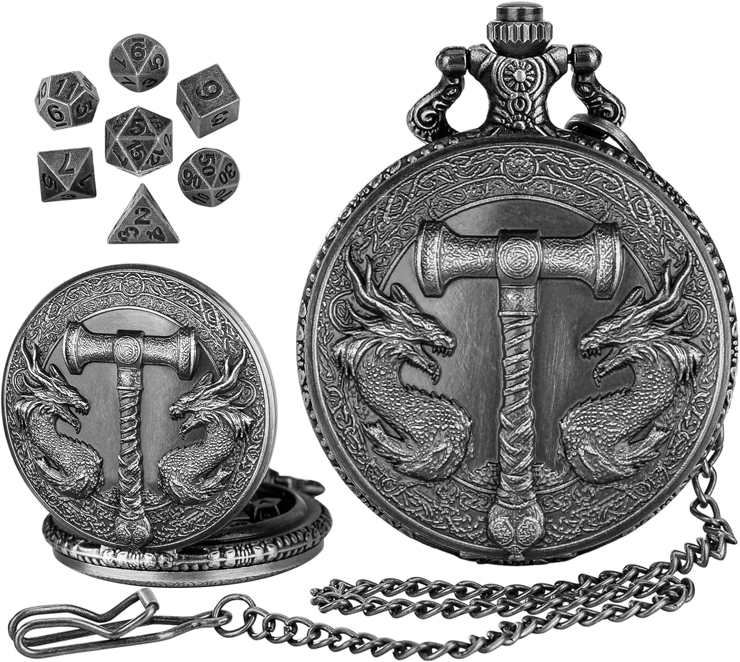 Набор игральных костей Hammerforge Dragon DND 2025 года, 7 мини-металлических игральных костей с корпусом карманных часов, портативные игральные кости D&D с ожерельем для подарков в РПГ чёрный
Набор игральных костей Hammerforge Dragon DND 2025 года, 7 мини-металлических игральных костей с корпусом карманных часов, портативные игральные кости D&D с ожерельем для подарков в РПГ чёрный