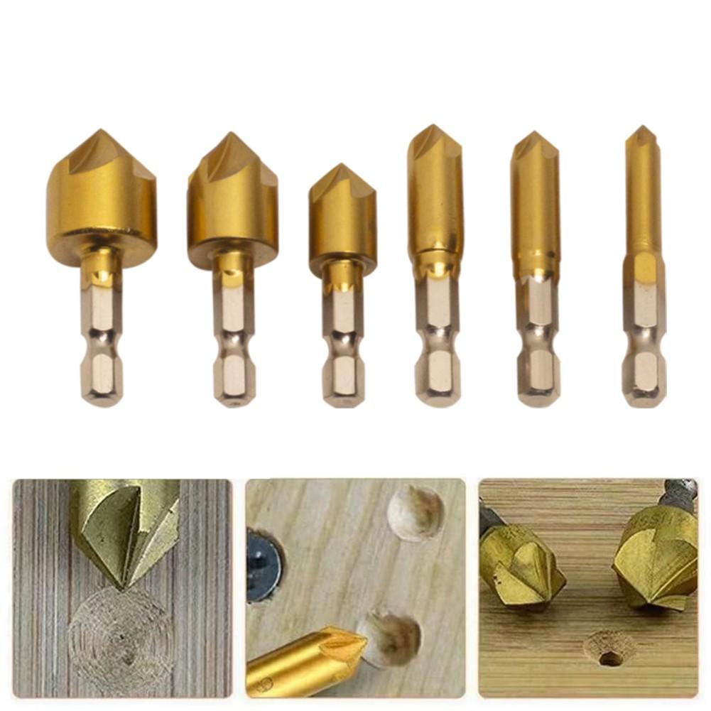 6PCS 5 Flute 6-19mm 90 Degree Countersink Drill Bit Set Drilling for Wood Metal
6PCS 5 Flute 6-19mm 90 Degree Countersink Drill Bit Set Drilling for Wood Metal