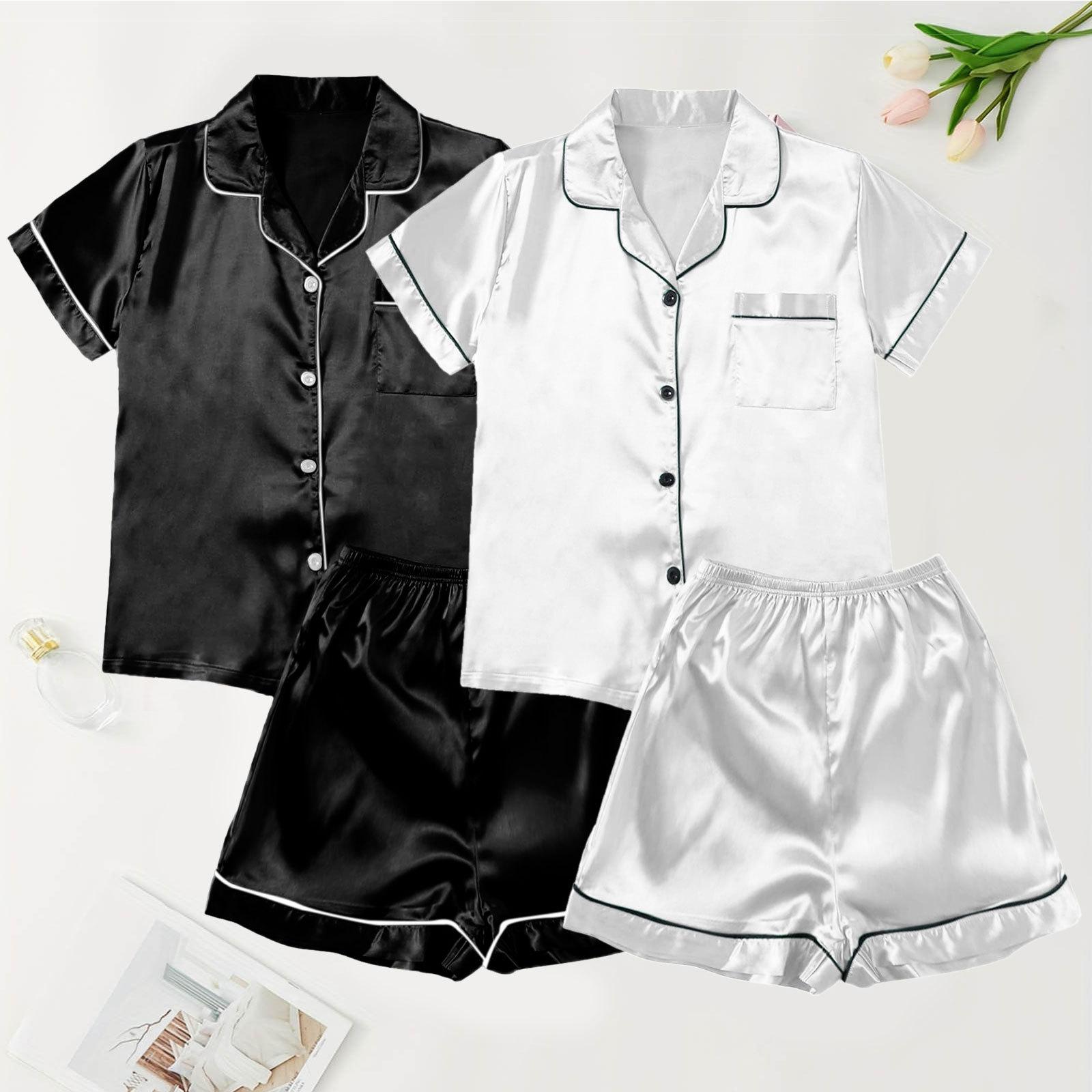Multi-piece combination ice silk pajamas women s summer short-sleeved shorts imitation silk loungewear solid color cardigan set M
Multi-piece combination ice silk pajamas women s summer short-sleeved shorts imitation silk loungewear solid color cardigan set M
