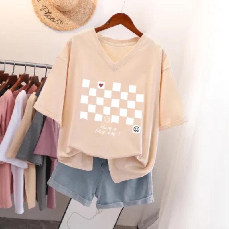 Женская футболка с коротким рукавом, большого размера, свободная и стройнящая, топ с V-образным вырезом с принтом 5XL абрикосовый
Женская футболка с коротким рукавом, большого размера, свободная и стройнящая, топ с V-образным вырезом с принтом 5XL абрикосовый