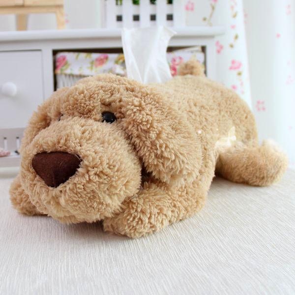 Мультяшный щенок плюшевая коробка для салфеток кавайная собака кукла чехол для салфеток для милого украшения комнаты креативный держатель для автомобиля с животными новый