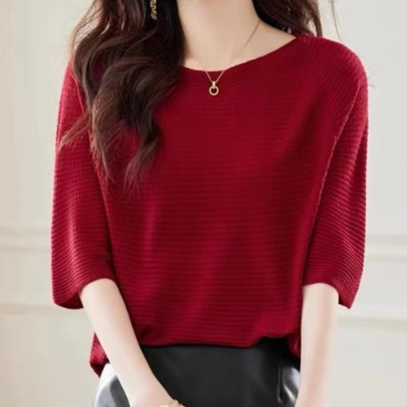 Spring/Summer Women s Thin Seven Sleeve Knitted Shirt Top Loose Fashionable Bottom Shirt for Women S красный
Spring/Summer Women s Thin Seven Sleeve Knitted Shirt Top Loose Fashionable Bottom Shirt for Women S красный