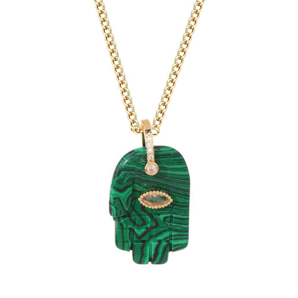1pc Fashion Hand Shape Nature Stone Pendant Necklace With Zircon Lucky Eyes Jewelry Necklace for Women Men малахитовая зелень
1pc Fashion Hand Shape Nature Stone Pendant Necklace With Zircon Lucky Eyes Jewelry Necklace for Women Men малахитовая зелень