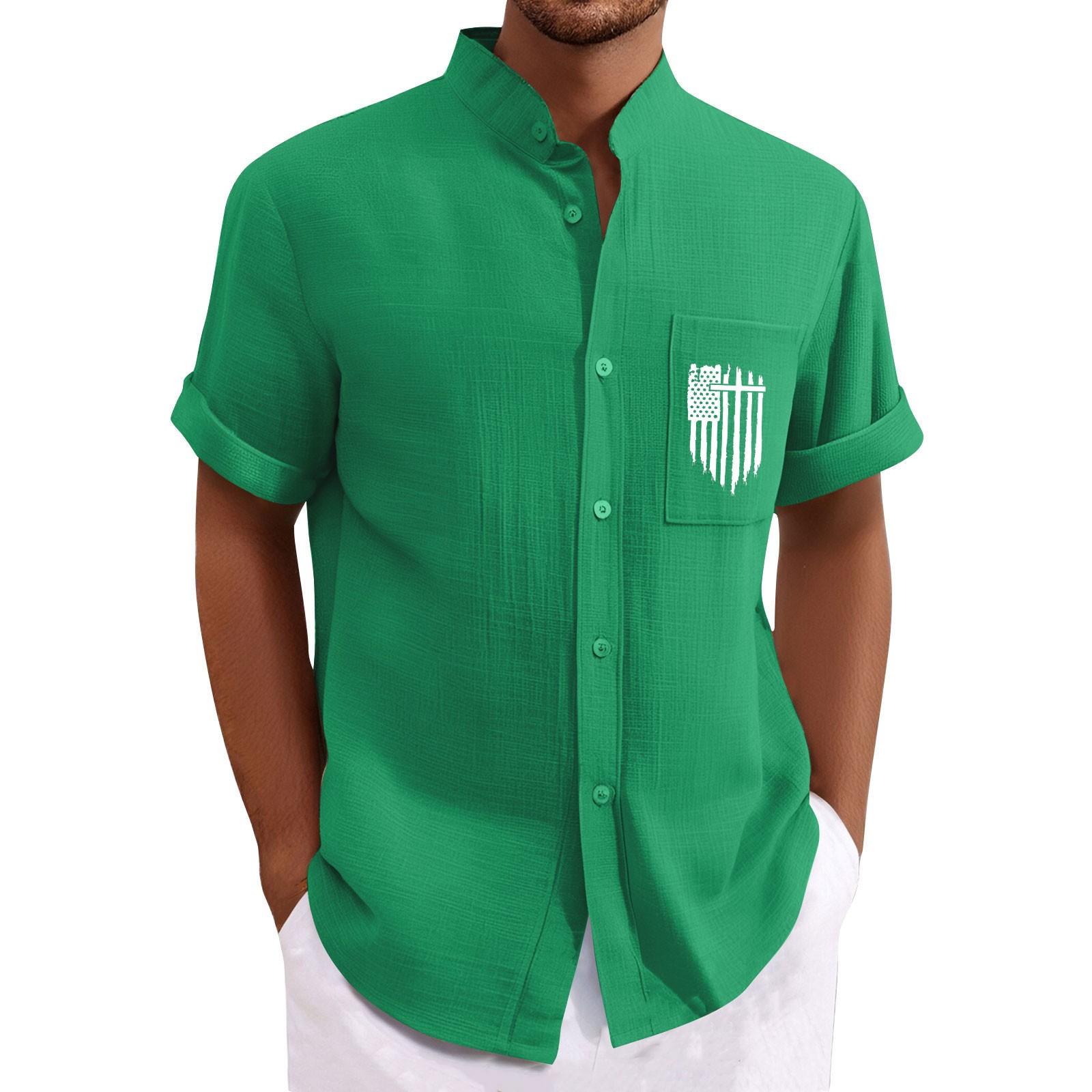 Мужская повседневная свободная рубашка с короткими рукавами и модным верхом L зелёный
Мужская повседневная свободная рубашка с короткими рукавами и модным верхом L зелёный