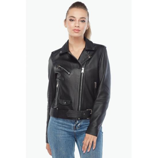 Женские куртки Belt Biker Черная женская кожаная куртка Regular Fit
Женские куртки Belt Biker Черная женская кожаная куртка Regular Fit