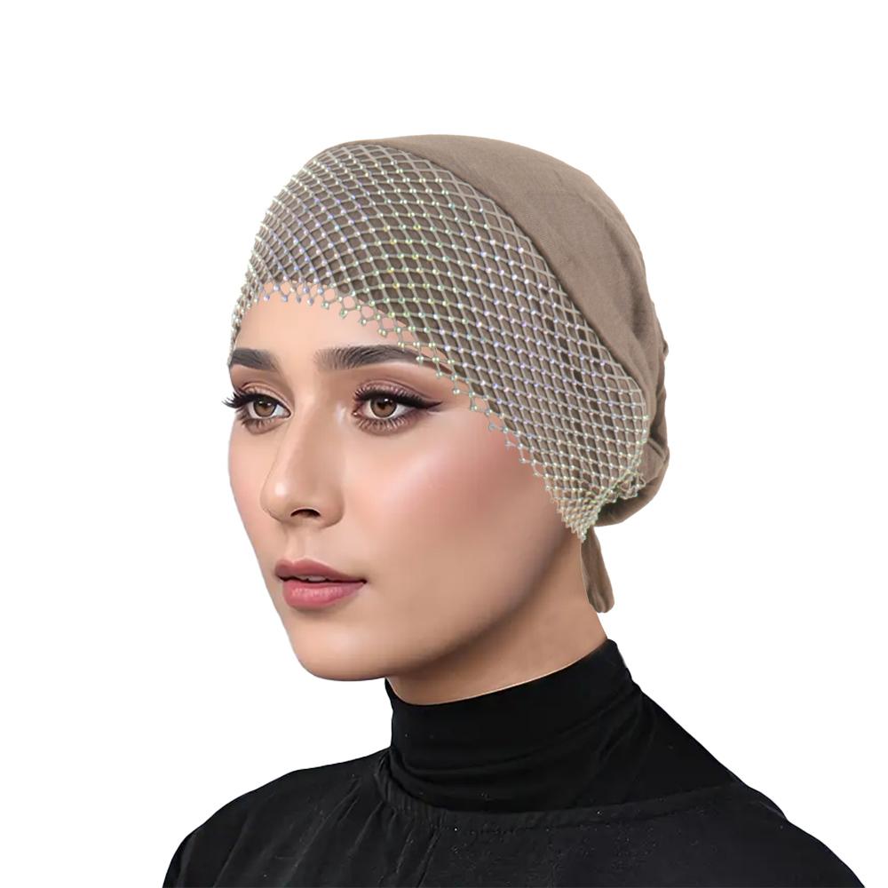 Женская шляпа-тюрбан из сетки с бриллиантами
Женская шляпа-тюрбан из сетки с бриллиантами