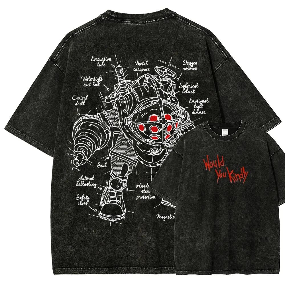 Classic Retro Shooting Game Bioshock Peripherals Graphic Print Tshirt Men Women New Harajuku Wind Tee Vintage Washed Cotton Top S
Classic Retro Shooting Game Bioshock Peripherals Graphic Print Tshirt Men Women New Harajuku Wind Tee Vintage Washed Cotton Top S