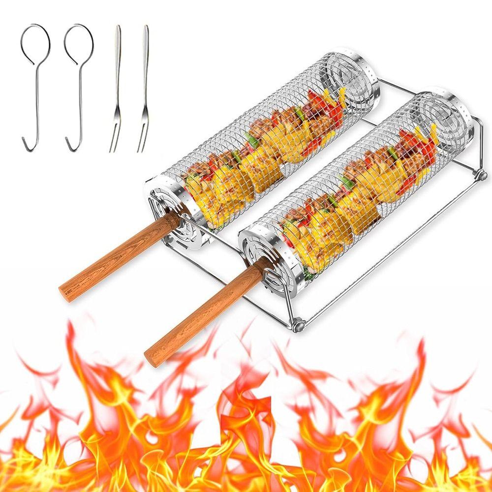 Removable Outdoor Grill Set Wooden Handle Rolling Grill Basket with Stand Shrimp
Removable Outdoor Grill Set Wooden Handle Rolling Grill Basket with Stand Shrimp