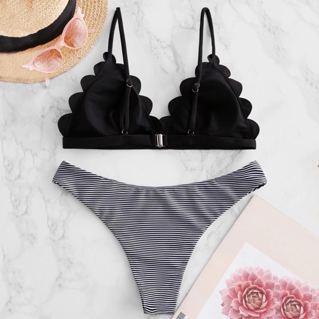 Buy Women Sexy Striped Pattern Bikini Set Two Piece Swimsuit Swimwear