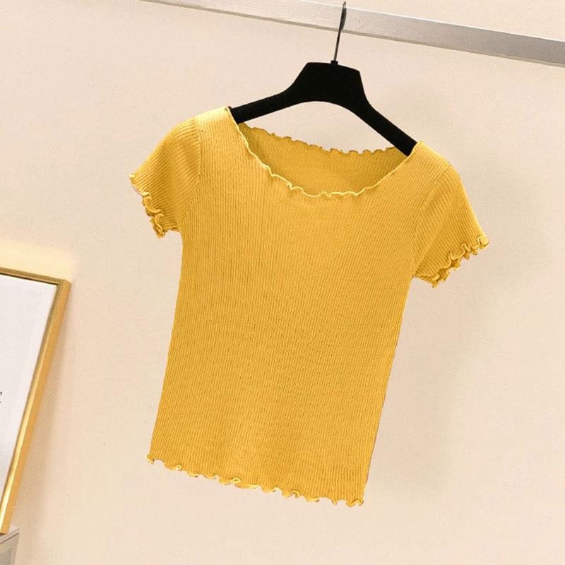 Женская летняя трикотажная футболка из ледяного шелка, топы с коротким рукавом, тонкий воротник в виде листьев гриба, высокая талия, однотонный цвет, крутой One Size жёлтый
Женская летняя трикотажная футболка из ледяного шелка, топы с коротким рукавом, тонкий воротник в виде листьев гриба, высокая талия, однотонный цвет, крутой One Size жёлтый