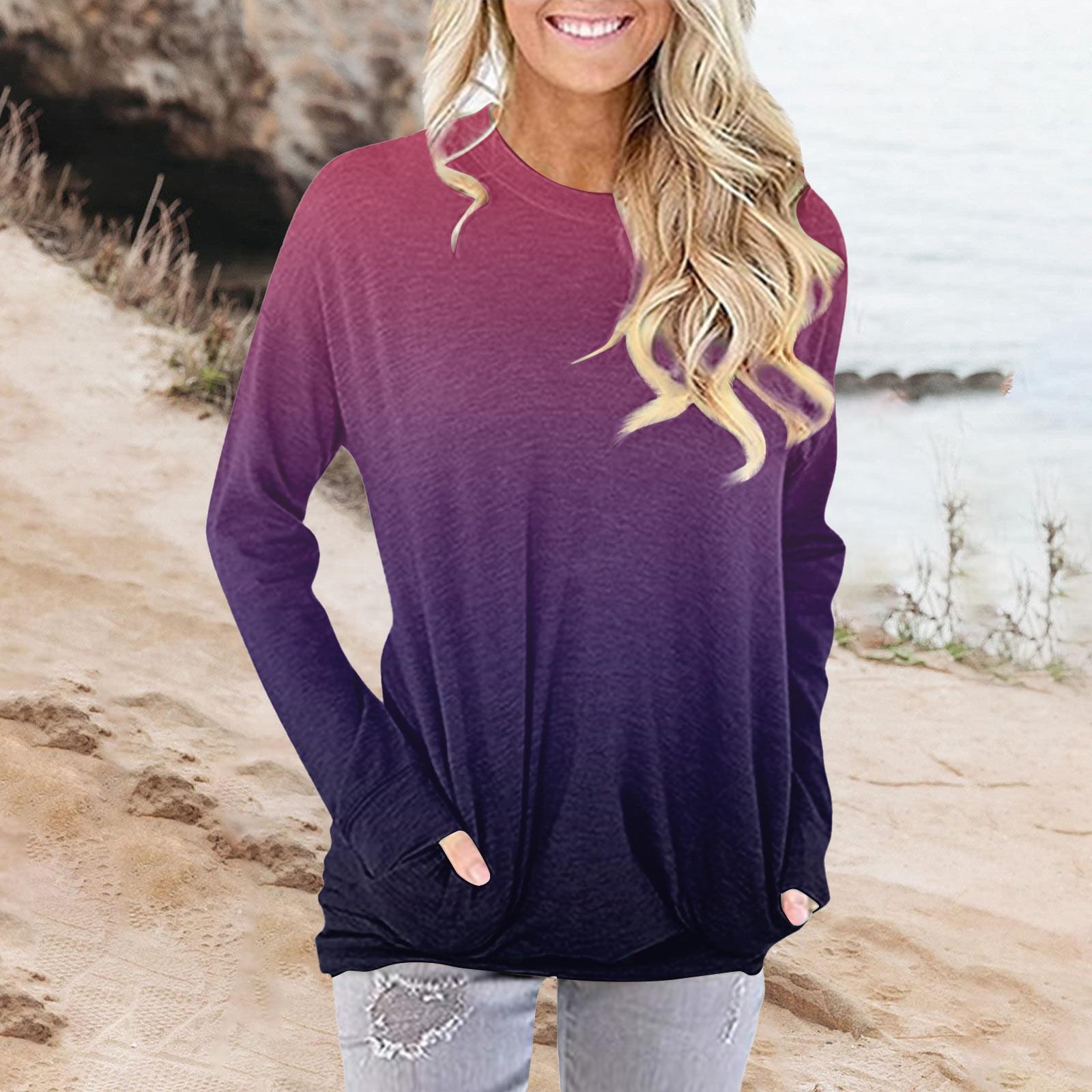 Женская модная повседневная футболка с карманом и длинным рукавом с круглым вырезом и принтом, топ L темно-фиолетового
Женская модная повседневная футболка с карманом и длинным рукавом с круглым вырезом и принтом, топ L темно-фиолетового