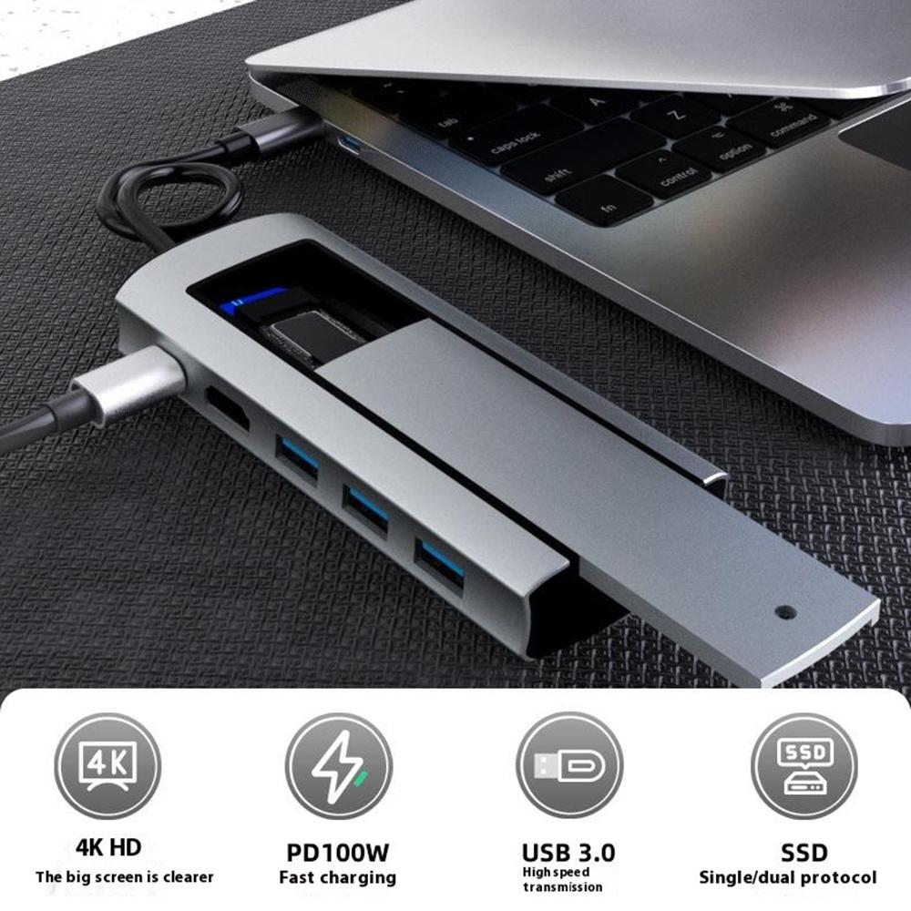 FX-2303 6-in-1 Type-C Hub M.2 SATA SSD Enclosure with 4K HD,100W PD,3x USB 3.0 Port As Shown A
FX-2303 6-in-1 Type-C Hub M.2 SATA SSD Enclosure with 4K HD,100W PD,3x USB 3.0 Port As Shown A