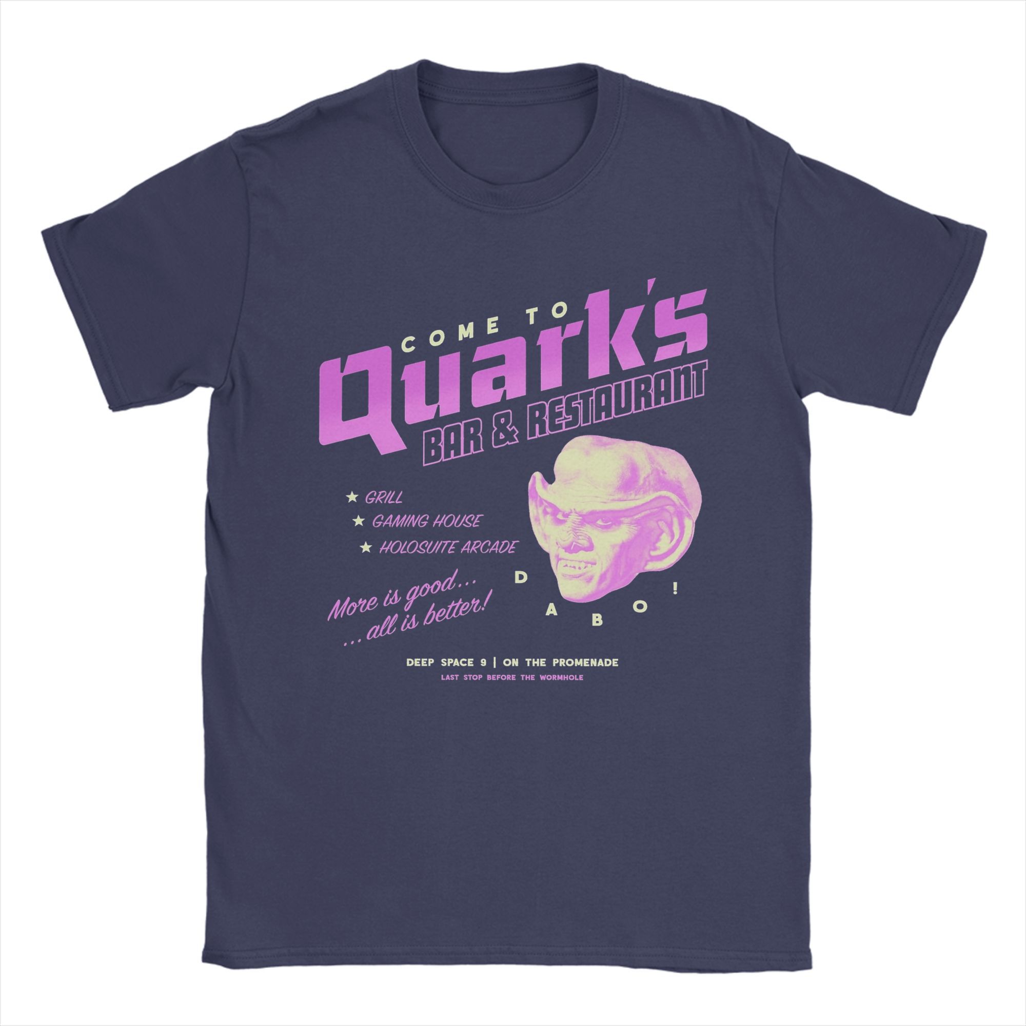Novelty Stars Treks Deep Space Nine Come To Quark s Bar Logo T-Shirt Men Cotton T Shirt Short Sleeve Tee Shirt Gift Clothing 3XL
Novelty Stars Treks Deep Space Nine Come To Quark s Bar Logo T-Shirt Men Cotton T Shirt Short Sleeve Tee Shirt Gift Clothing 3XL
