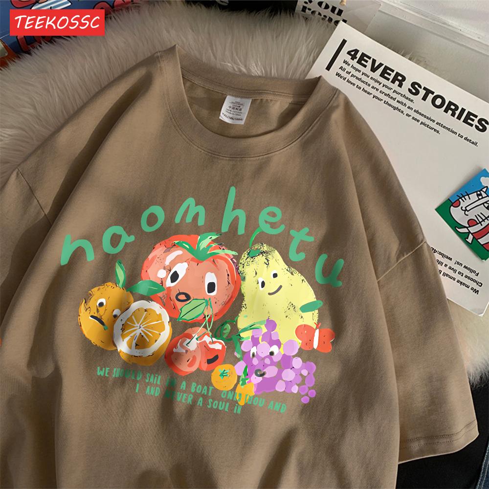 Street Cotton Womans T-Shirts American Retro Funny Fruit Prints Short Sleeve O-Neck Breathable Loose Tops Trend Female Clothes S
Street Cotton Womans T-Shirts American Retro Funny Fruit Prints Short Sleeve O-Neck Breathable Loose Tops Trend Female Clothes S