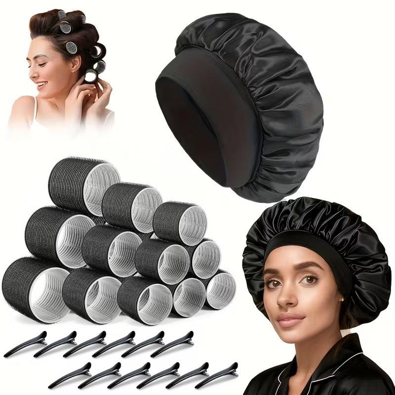 31Pcs Heatless Hair Curlers Set with 18 Self Grip Rollers 12 Clips Satin Nightcap for Overnight Natural Waves Styling Kit
31Pcs Heatless Hair Curlers Set with 18 Self Grip Rollers 12 Clips Satin Nightcap for Overnight Natural Waves Styling Kit