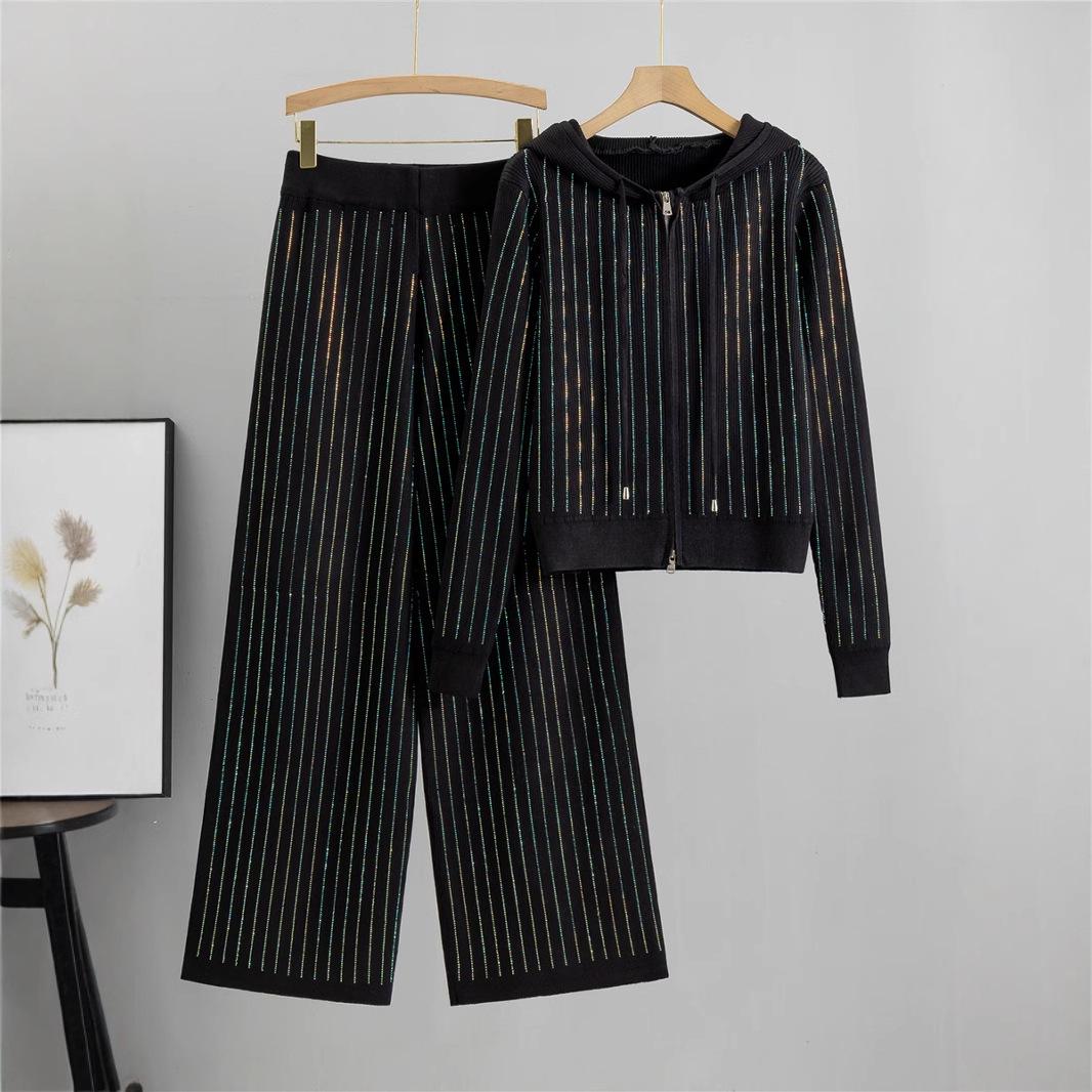 Women s Spring Fashion: Wide-Leg Pants & Hooded Knitted Cardigan Two-Piece Set One Size чорний
Women s Spring Fashion: Wide-Leg Pants & Hooded Knitted Cardigan Two-Piece Set One Size чорний