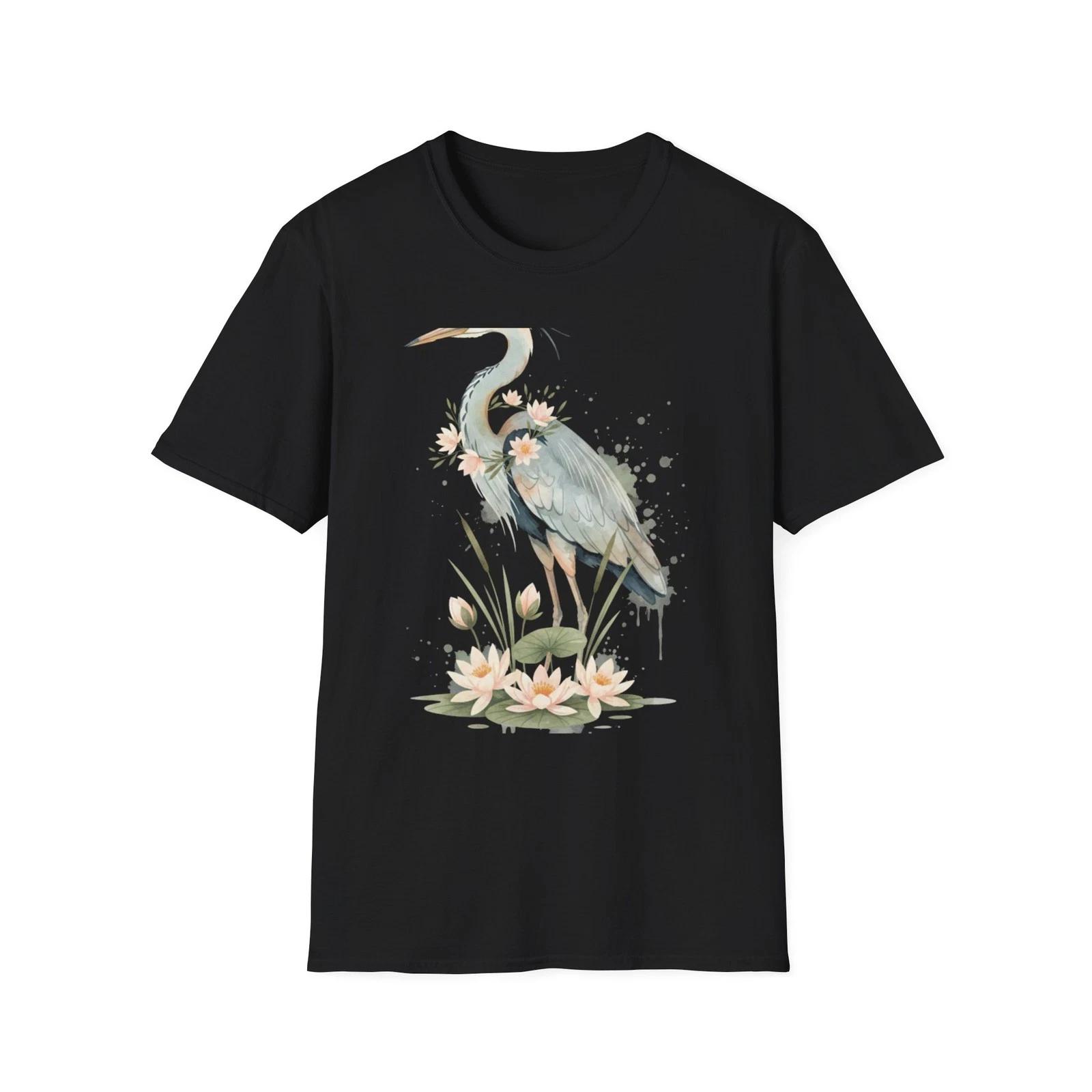 Heron Water Lily Floral Watercolor Nature Black Tee Aesthetic Graphic T-Shirt S
Heron Water Lily Floral Watercolor Nature Black Tee Aesthetic Graphic T-Shirt S