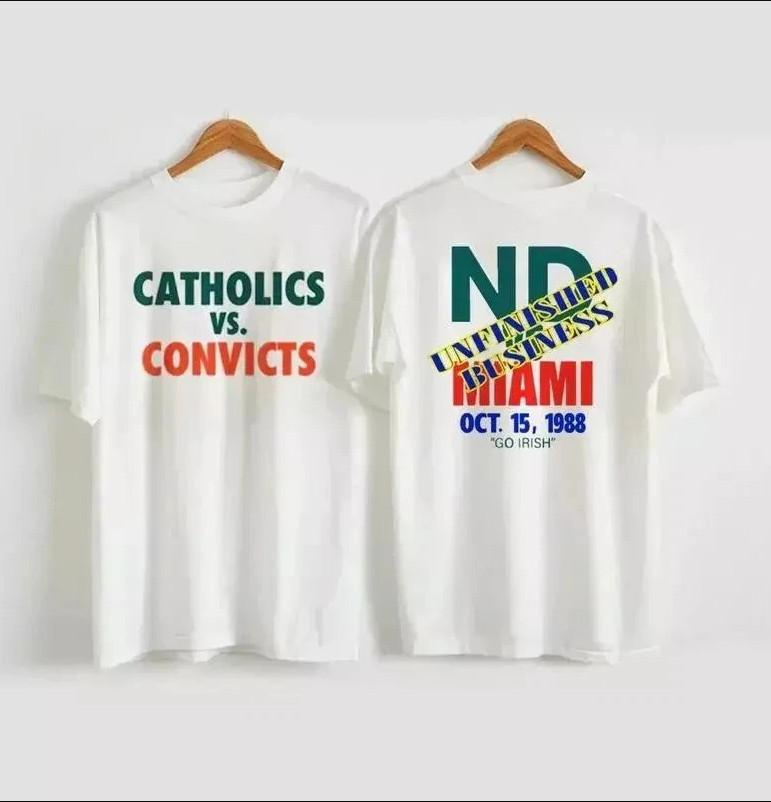 Catholics Vs Convicts Vintage 1988 Notre Dame Vs Miami Tshirt size S5XL Unisex T-Shirt S
Catholics Vs Convicts Vintage 1988 Notre Dame Vs Miami Tshirt size S5XL Unisex T-Shirt S