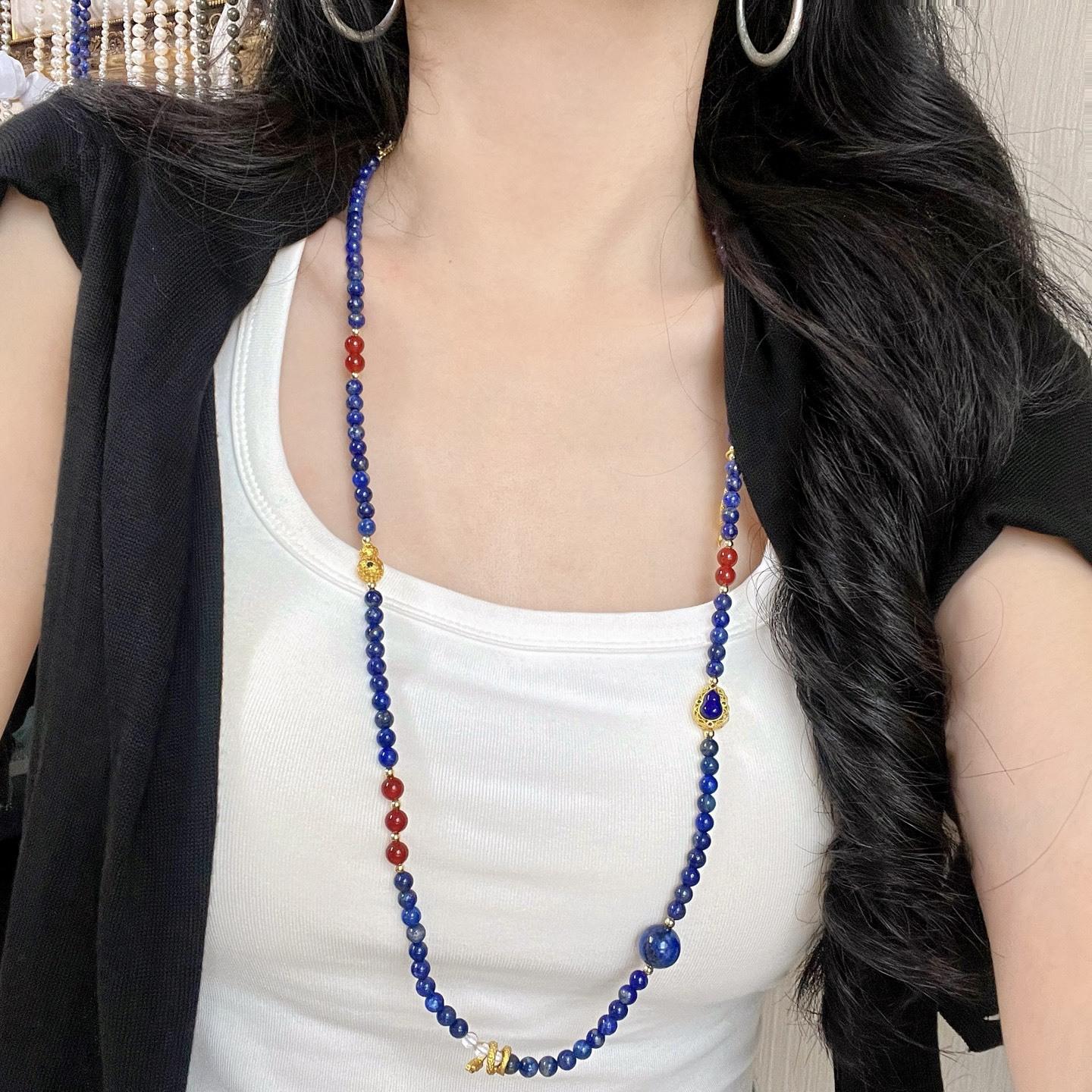 Natural Lapis Lazuli Chalcedony Design Necklace Collarbone Chain Sweater Chain
Natural Lapis Lazuli Chalcedony Design Necklace Collarbone Chain Sweater Chain